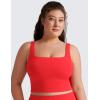 imageCRZ YOGA Butterluxe Square Neck Crop Tank Tops for Women  Workout Longline Sports Bras Padded Yoga CamisoleDeep Red