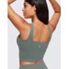 imageCRZ YOGA Butterluxe Square Neck Crop Tank Tops for Women  Workout Longline Sports Bras Padded Yoga CamisoleGrey Sage