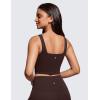 imageCRZ YOGA Butterluxe Square Neck Crop Tank Tops for Women  Workout Longline Sports Bras Padded Yoga CamisoleHot Fudge Brown