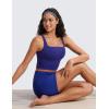 imageCRZ YOGA Butterluxe Square Neck Crop Tank Tops for Women  Workout Longline Sports Bras Padded Yoga CamisoleLarkspur Blue