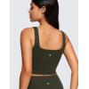 imageCRZ YOGA Butterluxe Square Neck Crop Tank Tops for Women  Workout Longline Sports Bras Padded Yoga CamisoleOlive Green