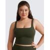imageCRZ YOGA Butterluxe Square Neck Crop Tank Tops for Women  Workout Longline Sports Bras Padded Yoga CamisoleOlive Green