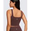 imageCRZ YOGA Butterluxe Square Neck Crop Tank Tops for Women  Workout Longline Sports Bras Padded Yoga CamisoleTaupe