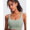 imageCRZ YOGA Butterluxe U Back Longline Sports Bras for Women  Scoop Neck Padded Yoga Workout Crop Top with Built in PadsGreen Palm Court