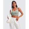 imageCRZ YOGA Butterluxe U Back Longline Sports Bras for Women  Scoop Neck Padded Yoga Workout Crop Top with Built in PadsGreen Palm Court