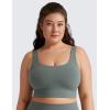 imageCRZ YOGA Butterluxe U Back Longline Sports Bras for Women  Scoop Neck Padded Yoga Workout Crop Top with Built in PadsGrey Sage