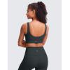 imageCRZ YOGA Butterluxe U Back Longline Sports Bras for Women  Scoop Neck Padded Yoga Workout Crop Top with Built in PadsMelanite
