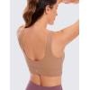 imageCRZ YOGA Butterluxe U Back Longline Sports Bras for Women  Scoop Neck Padded Yoga Workout Crop Top with Built in PadsMocha Mousse