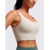 imageCRZ YOGA Butterluxe U Back Longline Sports Bras for Women  Scoop Neck Padded Yoga Workout Crop Top with Built in PadsMojave Tan