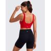 imageCRZ YOGA Butterluxe U Back Longline Sports Bras for Women  Scoop Neck Padded Yoga Workout Crop Top with Built in PadsRed Chili