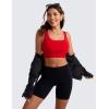 imageCRZ YOGA Butterluxe U Back Longline Sports Bras for Women  Scoop Neck Padded Yoga Workout Crop Top with Built in PadsRed Chili