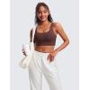 imageCRZ YOGA Butterluxe U Back Longline Sports Bras for Women  Scoop Neck Padded Yoga Workout Crop Top with Built in PadsTaupe