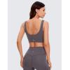 imageCRZ YOGA Butterluxe U Back Longline Sports Bras for Women  Scoop Neck Padded Yoga Workout Crop Top with Built in PadsTornado Grey