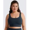 imageCRZ YOGA Butterluxe U Back Longline Sports Bras for Women  Scoop Neck Padded Yoga Workout Crop Top with Built in PadsTrue Navy