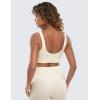imageCRZ YOGA Butterluxe U Back Longline Sports Bras for Women  Scoop Neck Padded Yoga Workout Crop Top with Built in PadsWhite Apricot