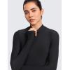 imageCRZ YOGA Cloudweight Crop Mock Neck Shirts for Women  Workout Athletic Gym Long Sleeve Tops Soft TShirt with Thumb HoleBlack