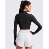 imageCRZ YOGA Cloudweight Crop Mock Neck Shirts for Women  Workout Athletic Gym Long Sleeve Tops Soft TShirt with Thumb HoleBlack