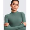 imageCRZ YOGA Cloudweight Crop Mock Neck Shirts for Women  Workout Athletic Gym Long Sleeve Tops Soft TShirt with Thumb HoleGraphite Green
