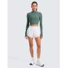 imageCRZ YOGA Cloudweight Crop Mock Neck Shirts for Women  Workout Athletic Gym Long Sleeve Tops Soft TShirt with Thumb HoleGraphite Green