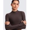 imageCRZ YOGA Cloudweight Crop Mock Neck Shirts for Women  Workout Athletic Gym Long Sleeve Tops Soft TShirt with Thumb HoleHot Fudge Brown