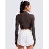 imageCRZ YOGA Cloudweight Crop Mock Neck Shirts for Women  Workout Athletic Gym Long Sleeve Tops Soft TShirt with Thumb HoleHot Fudge Brown