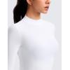 imageCRZ YOGA Cloudweight Crop Mock Neck Shirts for Women  Workout Athletic Gym Long Sleeve Tops Soft TShirt with Thumb HoleWhite