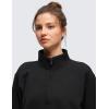 imageCRZ YOGA Cotton Fleece Lined Half Zip Sweatshirt for Women  Pullover Funnel Neck Workout Casual Sweat Shirts with PocketBlack