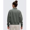 imageCRZ YOGA Cotton Fleece Lined Half Zip Sweatshirt for Women  Pullover Funnel Neck Workout Casual Sweat Shirts with PocketGrey Sage