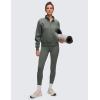imageCRZ YOGA Cotton Fleece Lined Half Zip Sweatshirt for Women  Pullover Funnel Neck Workout Casual Sweat Shirts with PocketGrey Sage