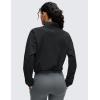 imageCRZ YOGA Drawstring Bottom Workout Jackets for Women  Half Zip Pullover Cropped Workout Outdoor Tops with PocketsBlack