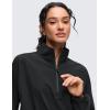 imageCRZ YOGA Drawstring Bottom Workout Jackets for Women  Half Zip Pullover Cropped Workout Outdoor Tops with PocketsBlack
