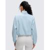 imageCRZ YOGA Drawstring Bottom Workout Jackets for Women  Half Zip Pullover Cropped Workout Outdoor Tops with PocketsBlue Linen