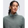 imageCRZ YOGA Drawstring Bottom Workout Jackets for Women  Half Zip Pullover Cropped Workout Outdoor Tops with PocketsGrey Sage