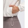 imageCRZ YOGA Drawstring Bottom Workout Jackets for Women  Half Zip Pullover Cropped Workout Outdoor Tops with PocketsMilky White