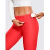 imageCRZ YOGA Fleece Lined Leggings 28  Thermal Casual Lounge Workout Yoga Womens Full Length Pants Winter WarmDark Red