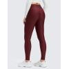 imageCRZ YOGA Fleece Lined Leggings 28  Thermal Casual Lounge Workout Yoga Womens Full Length Pants Winter WarmRed Merlot