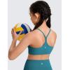 imageCRZ YOGA Girls Butterluxe Y Back Sports Bra  Yoga Athletic Casual Tops Scoop Neck Spaghetti Strap Padded Crop Kids TeenBorealis Green