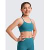 imageCRZ YOGA Girls Butterluxe Y Back Sports Bra  Yoga Athletic Casual Tops Scoop Neck Spaghetti Strap Padded Crop Kids TeenBorealis Green