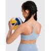 imageCRZ YOGA Girls Butterluxe Y Back Sports Bra  Yoga Athletic Casual Tops Scoop Neck Spaghetti Strap Padded Crop Kids TeenCambric Blue