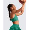 imageCRZ YOGA Girls Butterluxe Y Back Sports Bra  Yoga Athletic Casual Tops Scoop Neck Spaghetti Strap Padded Crop Kids TeenCascadia Green