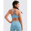 imageCRZ YOGA Girls Butterluxe Y Back Sports Bra  Yoga Athletic Casual Tops Scoop Neck Spaghetti Strap Padded Crop Kids TeenPure Blue