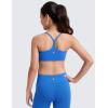 imageCRZ YOGA Girls Butterluxe Y Back Sports Bra  Yoga Athletic Casual Tops Scoop Neck Spaghetti Strap Padded Crop Kids TeenSparkle Blue