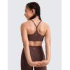 imageCRZ YOGA Girls Butterluxe Y Back Sports Bra  Yoga Athletic Casual Tops Scoop Neck Spaghetti Strap Padded Crop Kids TeenTaupe