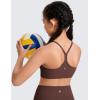 imageCRZ YOGA Girls Butterluxe Y Back Sports Bra  Yoga Athletic Casual Tops Scoop Neck Spaghetti Strap Padded Crop Kids TeenTaupe