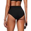 imageCRZ YOGA High Waisted V Cut Bikini Bottom for Women  Cross Front Bathing Swimsuit Full Coverage Swim BriefsBlack