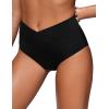 imageCRZ YOGA High Waisted V Cut Bikini Bottom for Women  Cross Front Bathing Swimsuit Full Coverage Swim BriefsBlack