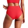 imageCRZ YOGA High Waisted V Cut Bikini Bottom for Women  Cross Front Bathing Swimsuit Full Coverage Swim BriefsDeep Red