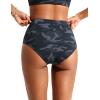 imageCRZ YOGA High Waisted V Cut Bikini Bottom for Women  Cross Front Bathing Swimsuit Full Coverage Swim BriefsJungle Camouflage Gray