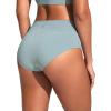 imageCRZ YOGA High Waisted V Cut Bikini Bottom for Women  Cross Front Bathing Swimsuit Full Coverage Swim BriefsLight Grayish Blue