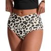 imageCRZ YOGA High Waisted V Cut Bikini Bottom for Women  Cross Front Bathing Swimsuit Full Coverage Swim BriefsPrimulin Leopard Print